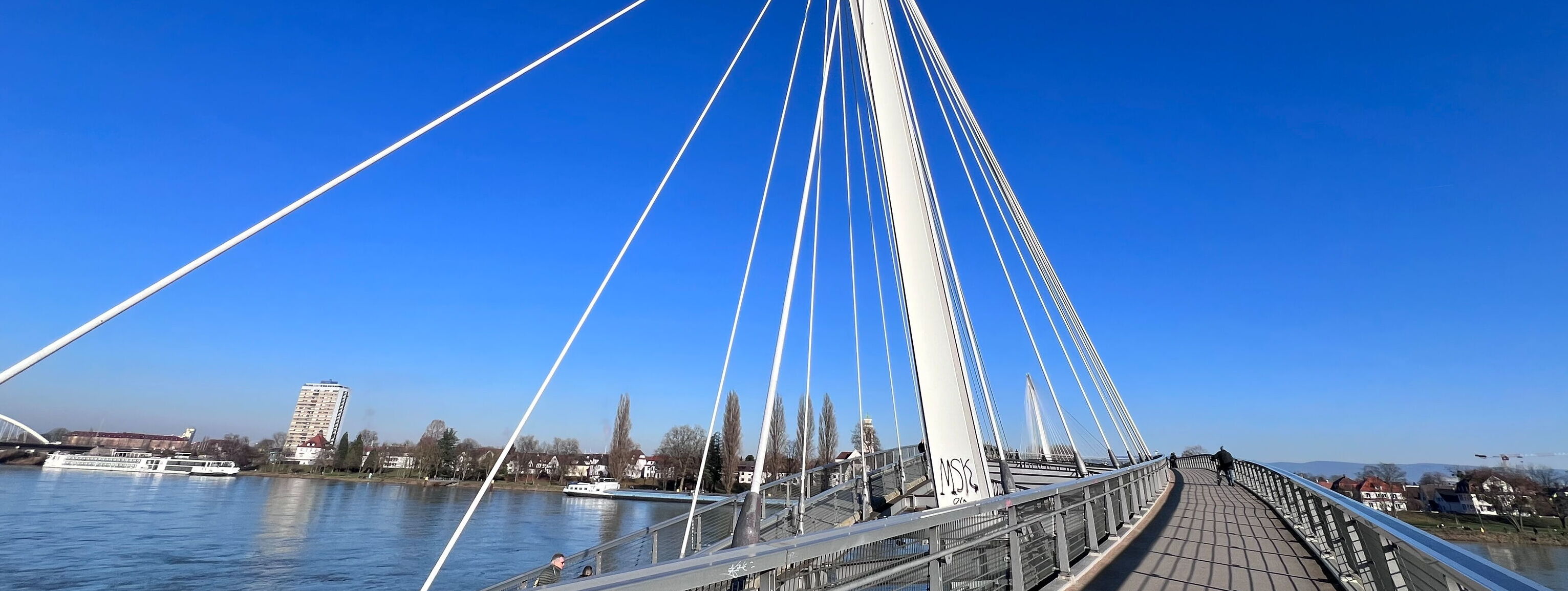 La passerelle des Deux Rives, symbole de la coopération transfrontalière au sein d'Eucor